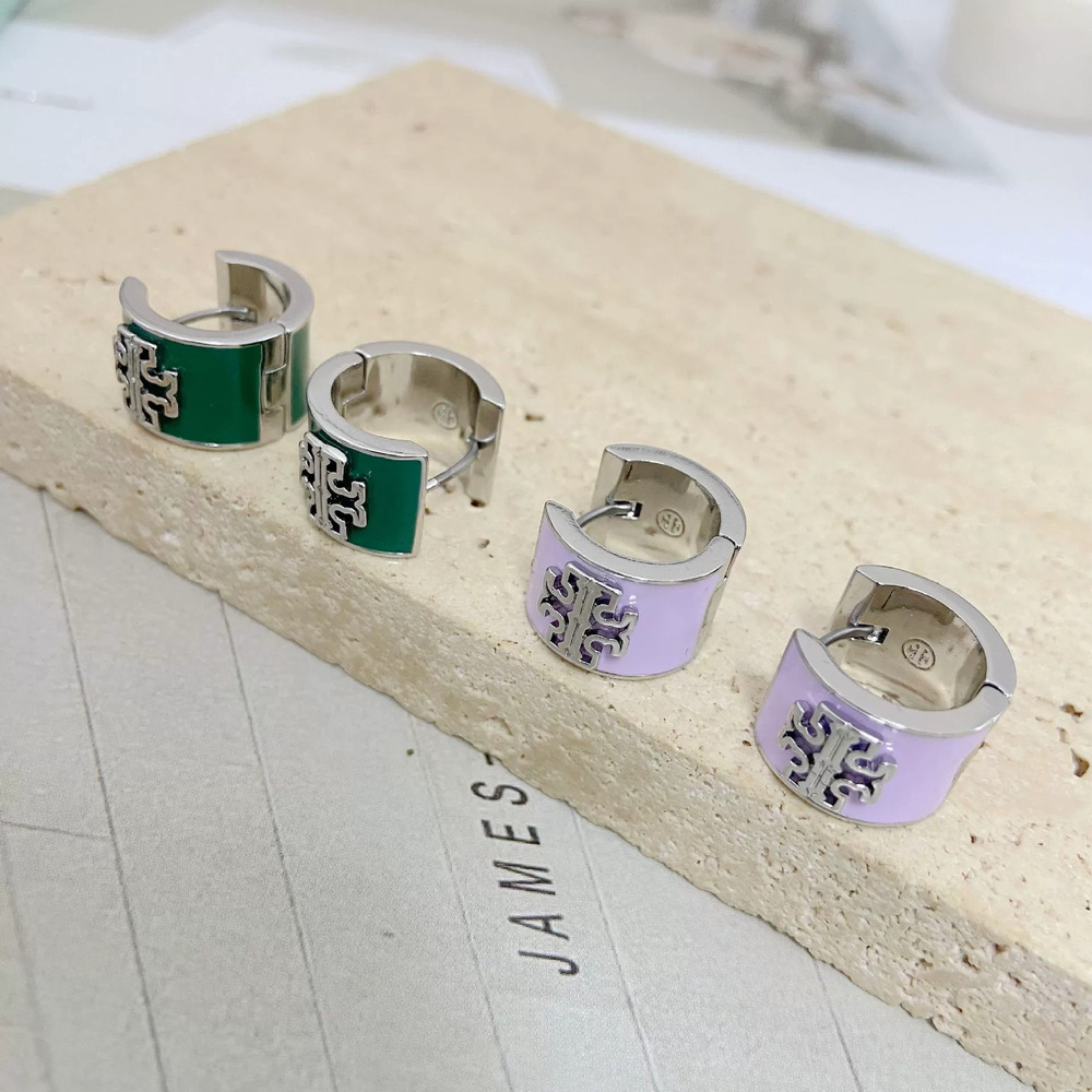Tory Burch Enamel Inlaid Letter Earrings